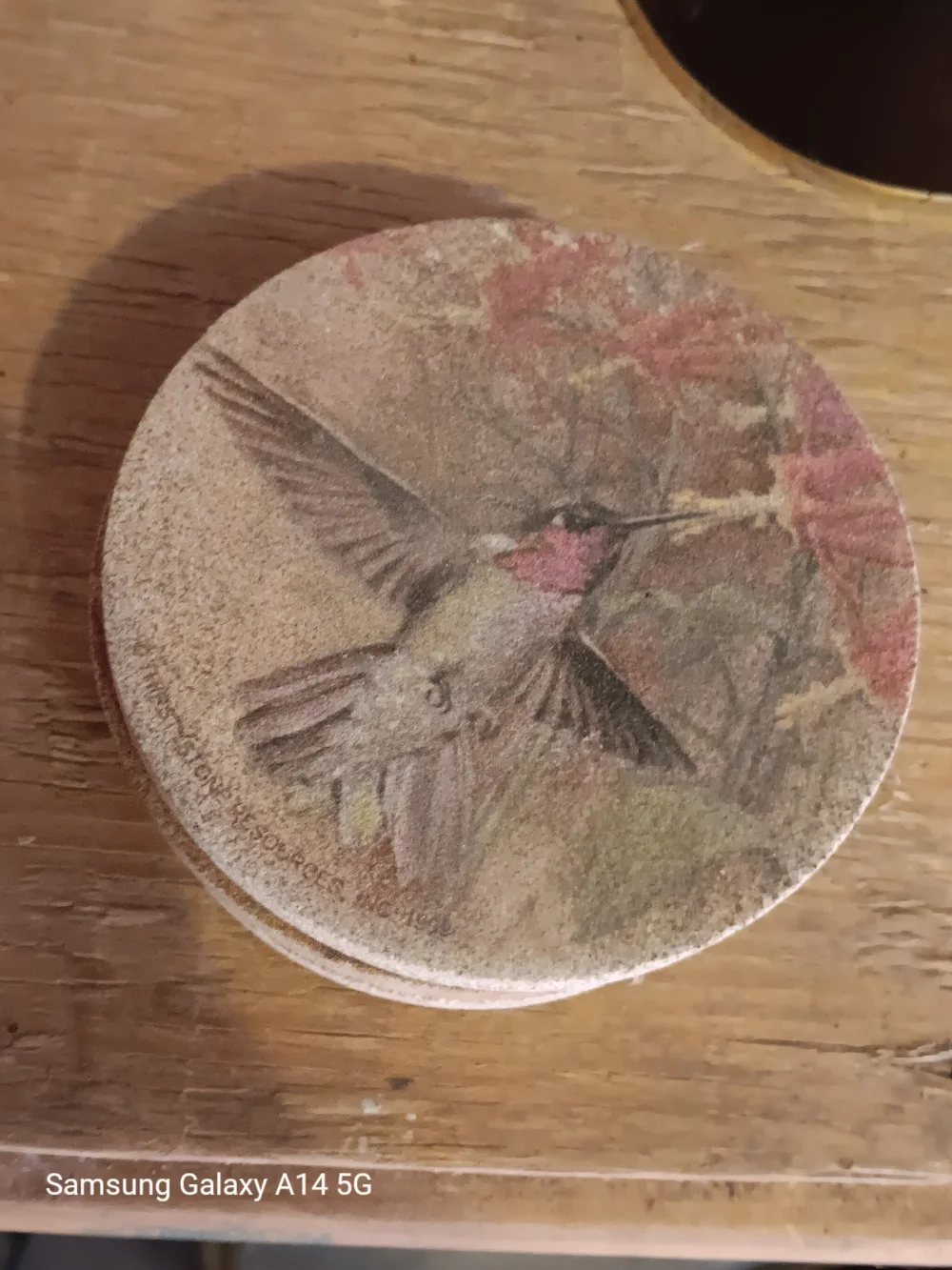 Set of 4 Round Hummingbird Stone Coasters